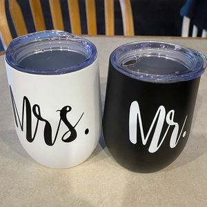 Brand new Mr & Mrs insulated wine glasses/coffee mugs